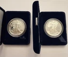 2 - 1994 & 95 US Silver American Eagle One Ounce Proof Coins w/ Box & COA