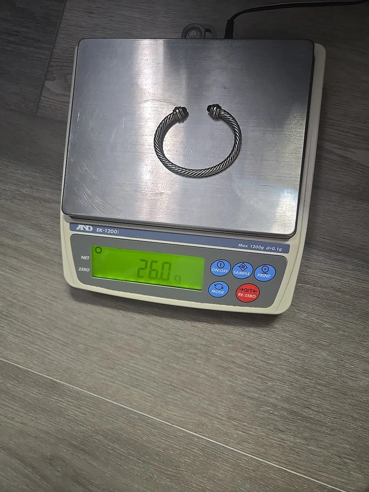 David Yurman Sterling Silver Black Onyx & 14K Gold 5mm Cable Cuff Bracelet - Image 2 of 4