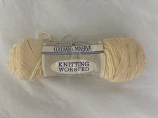 Columbia Minerva White Knitting Worsted Virgin Wool Yarn Skein 4 oz NEW