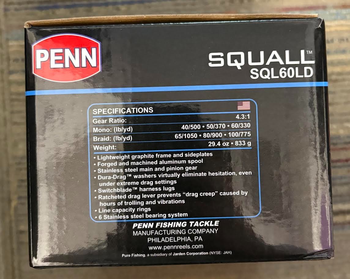 Penn SQUALL Lever Drag SQL60LD Overhead Reel (NEW)