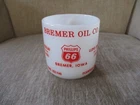 Vintage Federal White Milk Glass Advertising Cup Gas & Oil Iowa