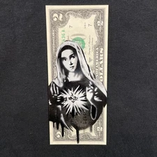 Virgin Mary 2 Dollar Bill  painting Graffiti Art Street Art Tattoo Art Painting