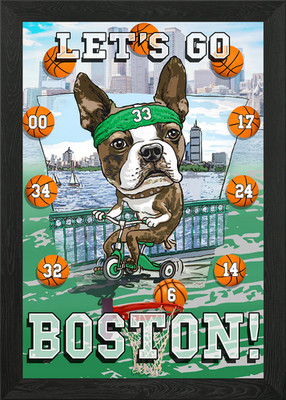 Lets Go Boston Hoops Framed Wall Art Poster Canvas Print Picture