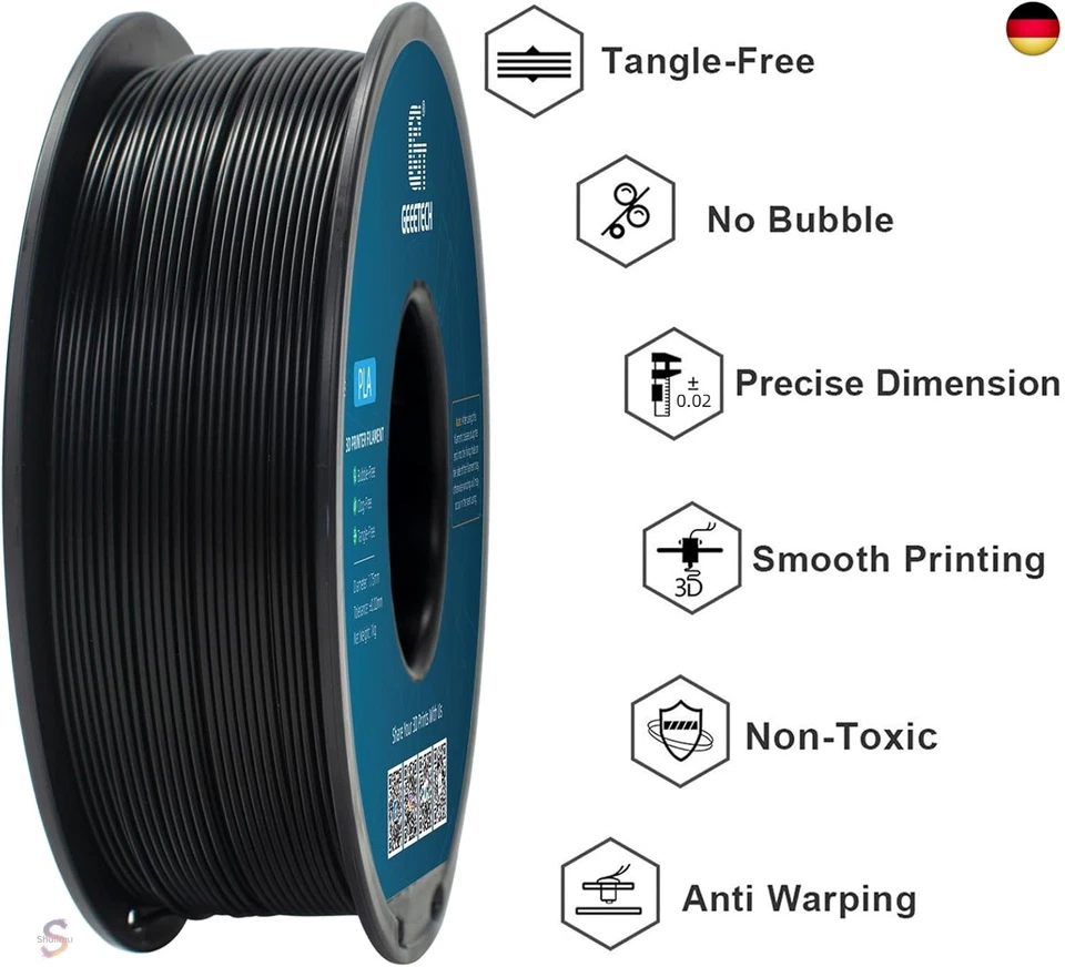 GEEETECH PLA Filament 1,75 mm, pla Schwarz 1 kg Spool für 3D Drucker - Bild 4 von 4