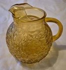 Vintage Anchor Hocking Lido Milano Crinkle Amber Honey Amber Ball Glass Pitcher
