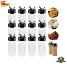 6PCS Plastic Spice Bottle Set – Clear Empty Seasoning Jars with Flip Caps