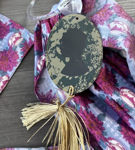 Izzy & Liv Bridgerton Satin Scarf 35x70 NWT Blue Pink Tea London - Picture 3 of 6
