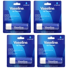 Vaseline Lip Therapy Care Fast-Acting  Chapped Dry Cracked 0.16 Ounce Pack of 4
