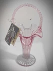 Fenton Dusty Rose 9.5” Glass Basket with Twisted Handle