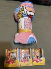 Rainbow Brite 40 Years Mini Figures - Lot Of 3 and 1 travel blanket.