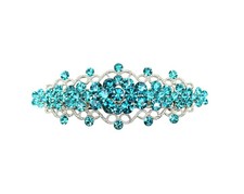 Faship Teal Floral Hair Barrette Bridal Wedding Party