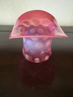 Fenton Dot Optic / Coin Dot Cranberry Glass Top Hat Vase