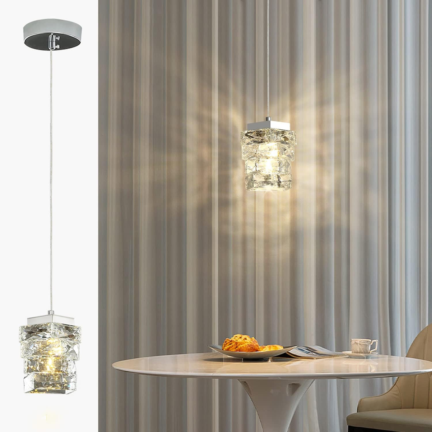 Lampada Sospensione Cristallo LED | Essenzialità Moderna 3 Colori
