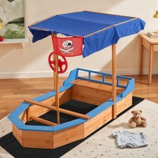 Wooden Kids Sandpit Pirate Ship Toy Boat Outdoor Indoor Sandpit Playground Gifts