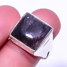 Black Rutilated Quartz - Srilanka Gemstone 925 Sterling Silver Ring s.8.5 A311