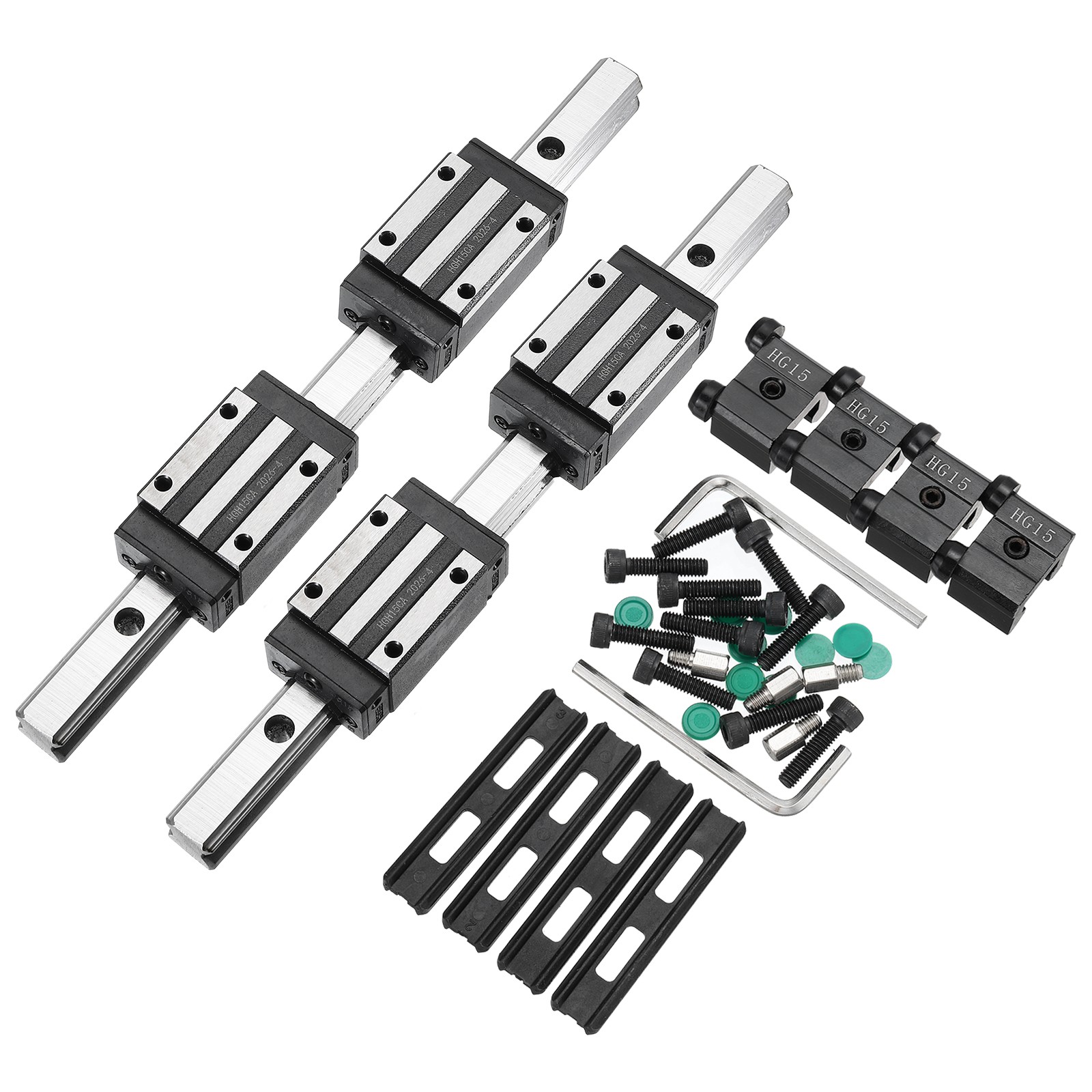 2Pcs HGR15 250mm Linear Guide Kit with Linear Rail and HGH15CA Carriage Block