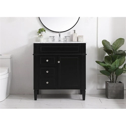 Elegant Decor Park Avenue 32" Solid Wood & Metal Single Bathroom Vanity in Black - Picture 7 of 8