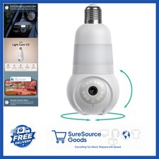 360 Pan Tilt Light Bulb Security Camera with Color Night Vision Two-Way Talk