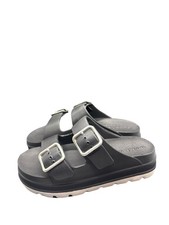 J Slides Women's Black Platform Double Strap Slide Sandals Size 8