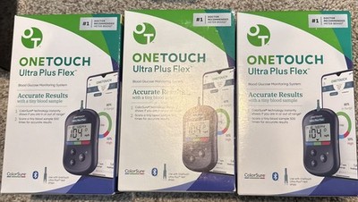 3 Pack One Touch Ultra Plus Flex Blood Glucose Monitoring System Accurate Result