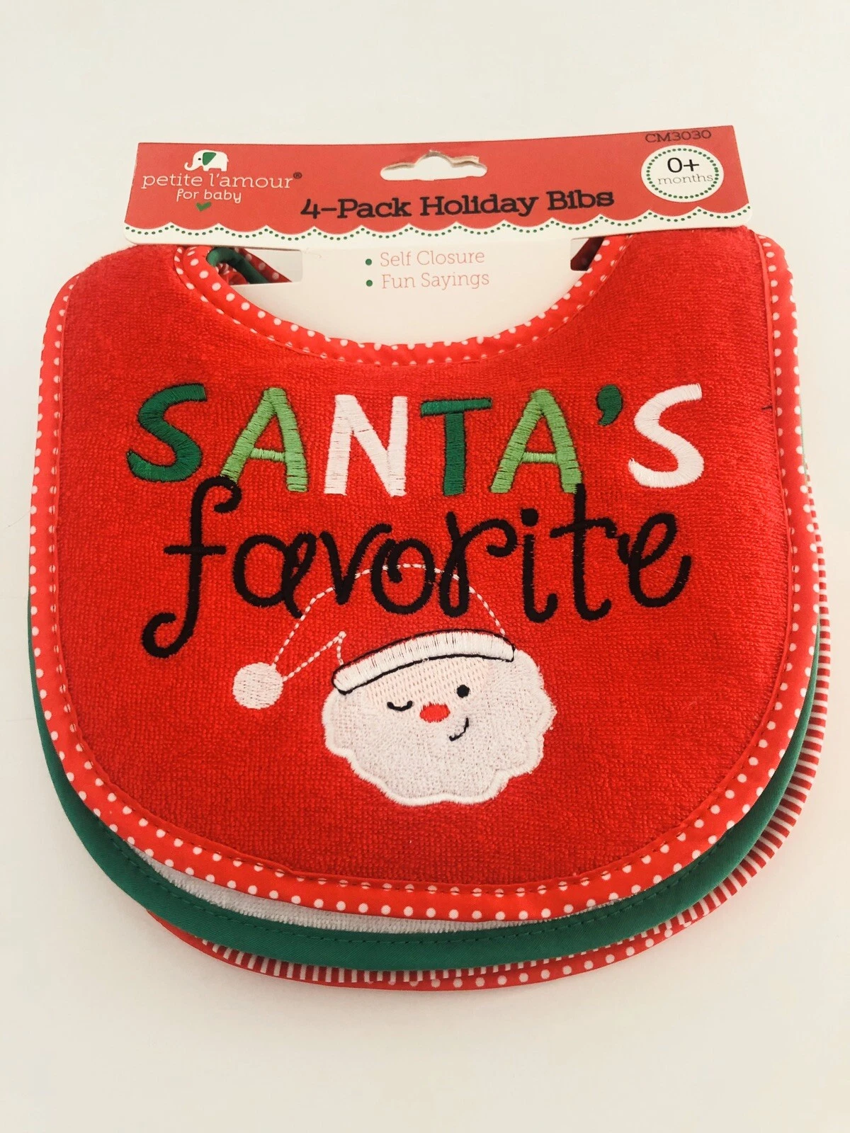 Petite L'amour 4-Pack My First Christmas Baby Holiday Bibs
Opens in a new window or tab