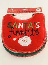 Petite L'amour 4-Pack My First Christmas Baby Holiday Bibs