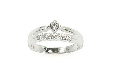 Bague Alliance 2-en-1 Dolly-Bijoux - Diamants Cz Sur Rail - Argent 925 Massif Rhodié - Taille 60