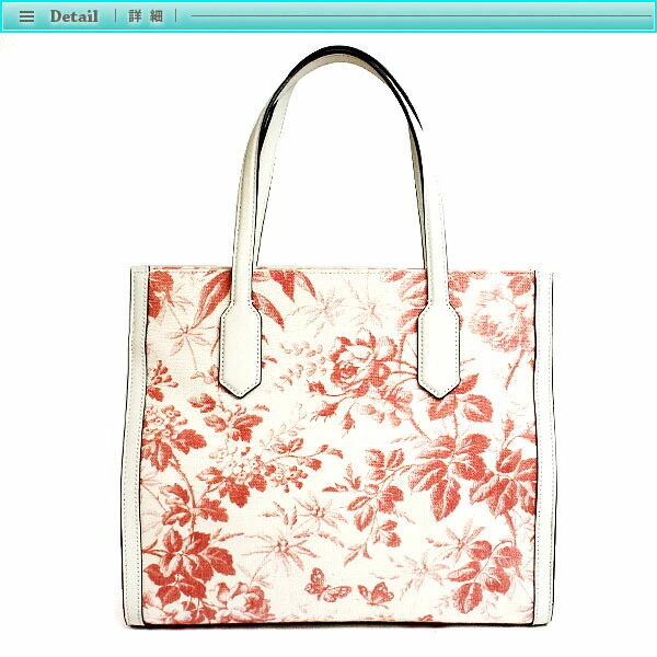 Auth Gucci GG Ribbon Herbarium Tote Tote Bag 432684 Red White
