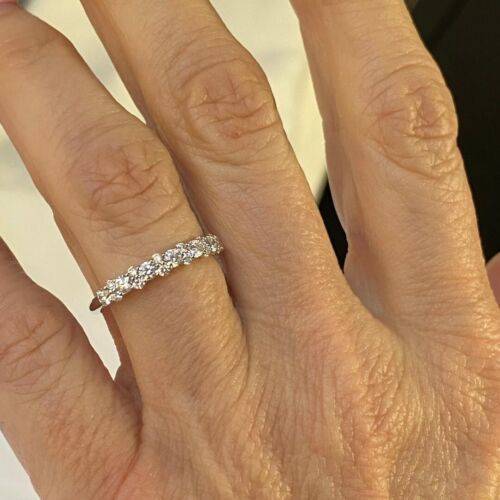 Bague de mariage empilable 14 carats diamant taille brillant ronde 0,50 ct diamant cultivé en laboratoire - Photo 9 sur 14