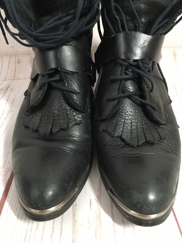 Victorian Line Dance 5 1/2 Lace Up Heel Leather Boots Steampunk Western Harness - Picture 8 of 11