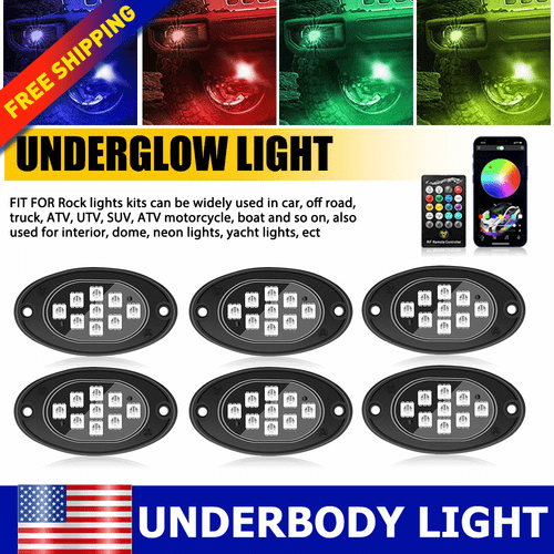 6X LED RGB lumière Rock Trail sous soldes le corps Rig lampe lueur pour SUV tout-terrain camionnette
