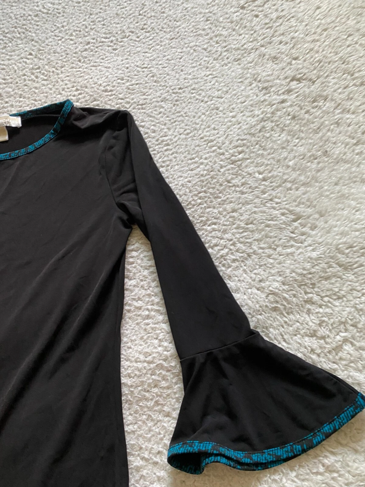 Camicia corta Michael Kors donna manica svasata a 3 4 collo a vite abito nero taglia S