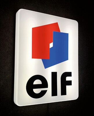 ELF TANKSTELLE LED BELEUCHTET LEUCHTKASTEN WANDSCHILD GARAGE GAS & ÖL BENZIN