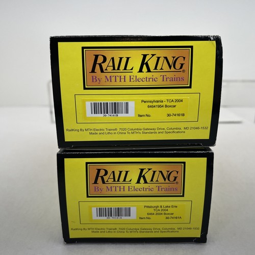 MTH RailKing 2004 TCA 30-74161 PRR and P&LE 2-Pack 6464 Boxcars New O Club 1954 - Picture 13 of 15