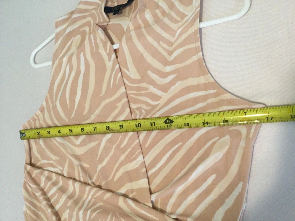 Vestido Rachel Roy Midi a Rayas Talla Mediana Verano Imitación Envoltura Elastizada Funda Artística Foto 4 de 4