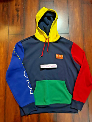 Polo Ralph Lauren Hi Tech Colorblock Hoodie Size Medium EUC Rare