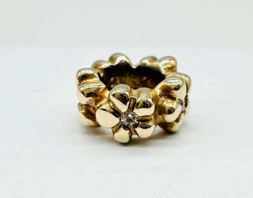 Pandora 14K Gold Blume Zwischenring mit Diamanten - 750436D Retired Rare - Bild 4 von 9