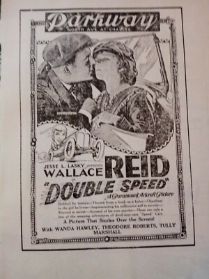 Sa61 Ephemera reprint film advert Wallace Reid double speed 