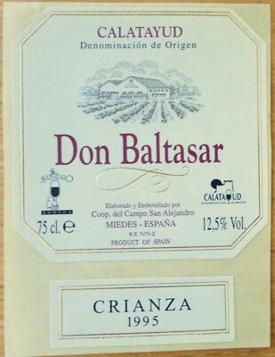 Wine labels SPAIN DON BALTASAR Cri Calatayud Coop del C S Aleja wine labels