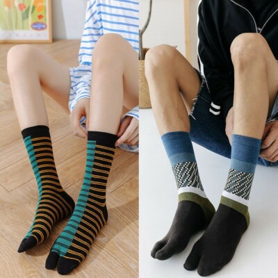 1 Paar Damen Herren Tabi Socken Baumwolle Druck Split Zwei Zehen Japanisch Ninja