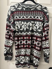 Vintage Dana Scott Christmas Sweater Mixed Print Size M USA Flower Print