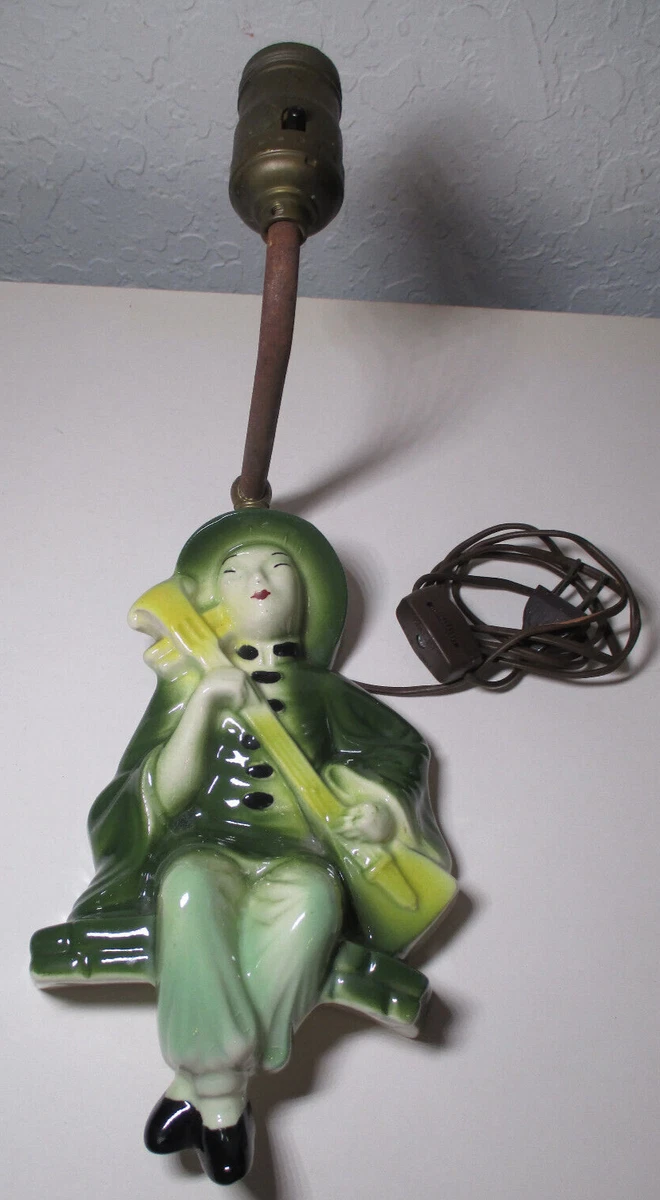 Vintage Ceramic Electric WALL SCONCE LAMP Japan ASIA LADY Playing SHAMISEN  | eBay