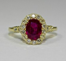 2.50Ct Oval Cut Lab Created Red Ruby 925 Sterling Silver Halo Engagement Ring