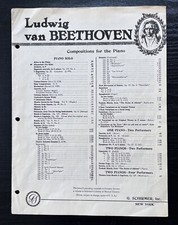 Fur Elise Sheet Music BEETHOVEN G. Schirmer 1937 Vintage Rare