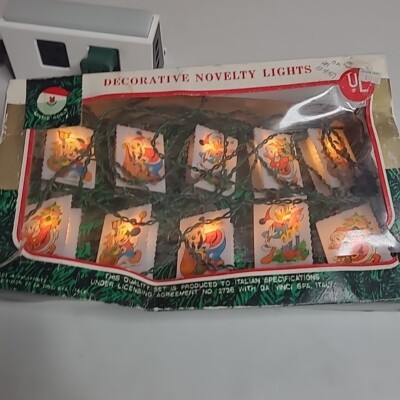 Vintage Walt Disney Kurt Adler 10 Novelty Christmas String Lights Mickey Donald