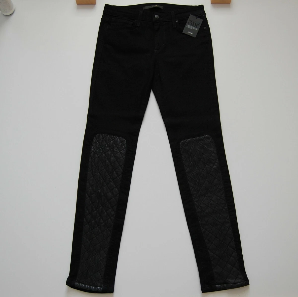 Womens jeans with leather patches sale
