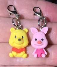 2 Pc Winnie The Pooh  Piglet Charm Zipper Pulls  Keychain Add On Clips 