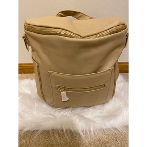 tan leather diaper bag