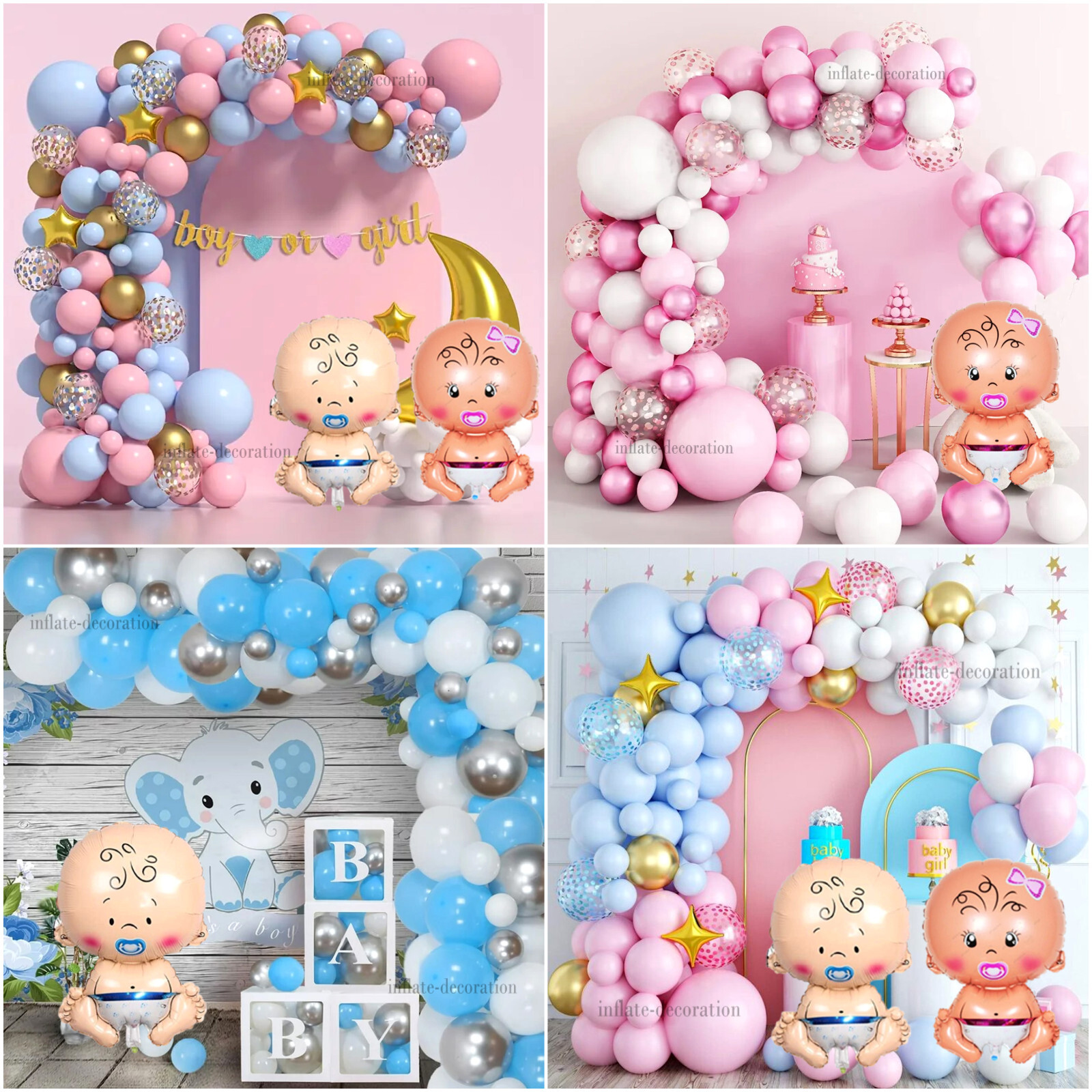 Baby Shower Party Balloon Arch Kit Gender Reveal Garland Girl Boy Party