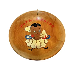 Vintage 1950s Naso Wooden Potato Chips Bown Missing Handle 8" Round